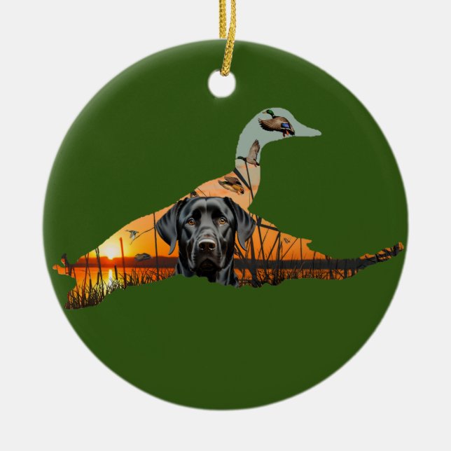 Anpassade Labrador Retriever Ornament, Anka Julgransprydnad Keramik (Framsidan)