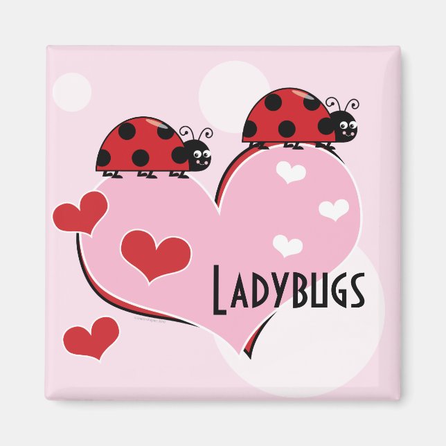 Anpassade Ladybugs och Hearts Magnet (Framsidan)