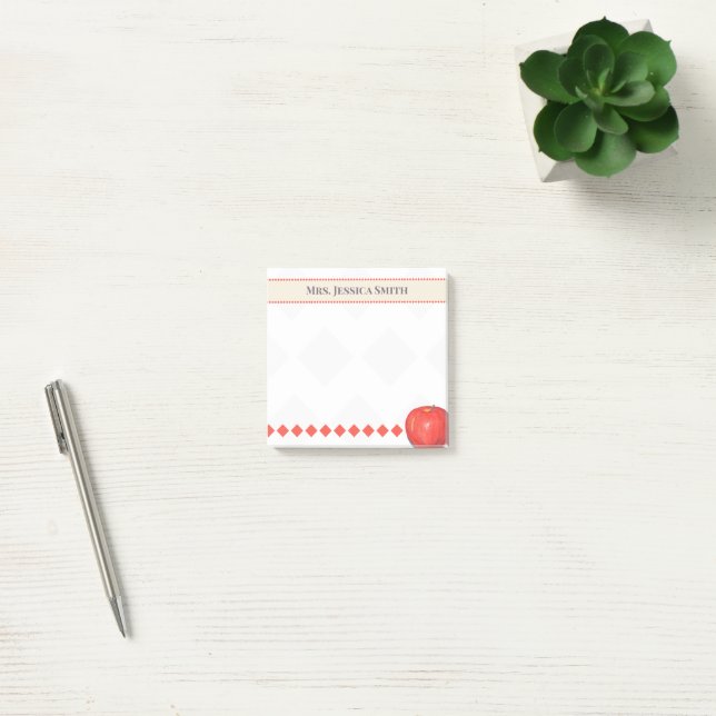 Anpassade lärare namn Apple Post-it Notes Block (Kontor)