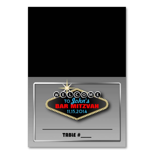 Anpassade Las Vegas-klassade platskort Bordsnummer (Framsidan)