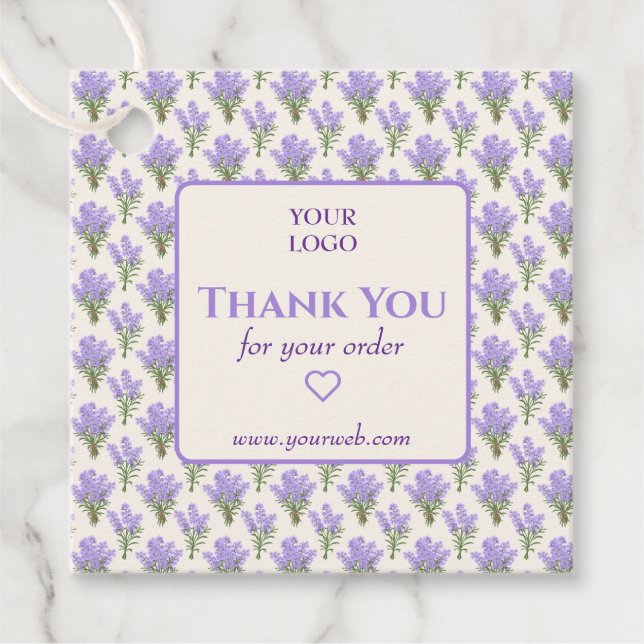 Anpassade Lavender Blommigt Business Tack Ta Gåvor Etiketter (Framsida)