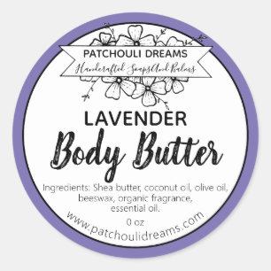 Anpassade Lavender Body Butter Label Handmade Runt Klistermärke