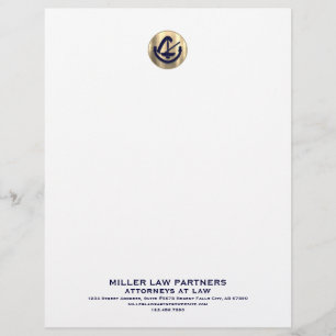 Anpassade Law Firm Letterhead Elegant Guld Logotyp Brevhuvud