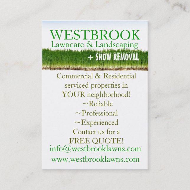 Anpassade Lawncare & landskapvisitkort Visitkort (Framsida)
