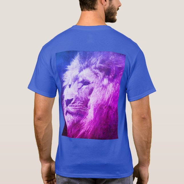 Anpassade Lejon Ansikte Modern Manar Deep Royal Bl T Shirt (Baksida)