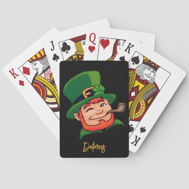 Anpassade Leprechaun St. Patrick's Spelkort (Baksidan)