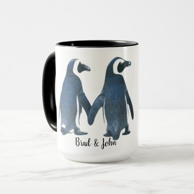 Anpassade LGBTQ Gay Penguins i Kärlek Mugg (Framsida vänster)