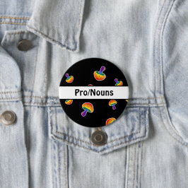 Anpassade LGBTQIA Pride Mushroom Pronouns Knapp