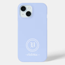 Anpassade Light Blue Monogram Telefon Case