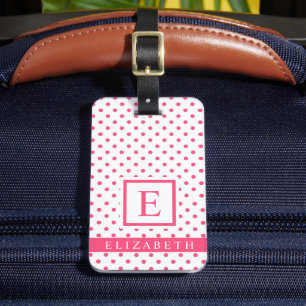 Anpassade Light Mörk Rosa White Polka-punkt Bagagebricka