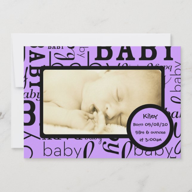 Anpassade lila baby fotomeddelanden meddelande (Framsida)