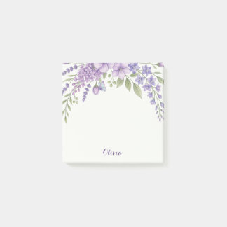 Anpassade lila blommiga klisterlappar, Personliga Post-it Block