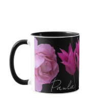 Anpassade lila blommor Paula namn svart