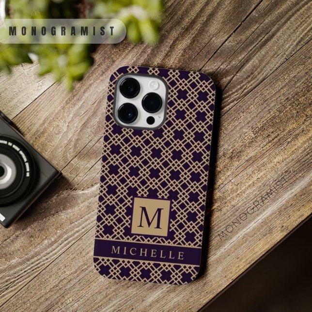 Anpassade Lila Brun ruta Geometrisk ruta (Customizable Purple Brown Square Box Geometric Case-Mate iPhone Case)
