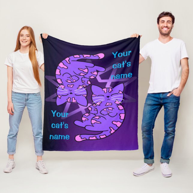 Anpassade Lila Gemini Kittens Decagon Lila Fleecefilt (På plats)