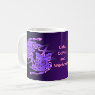 Anpassade Lila Gemini Kittens Decagon Lila Kaffemugg