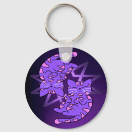 Anpassade Lila Gemini Kittens Decagon Lila Nyckelring