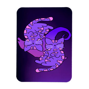 Anpassade Lila Gemini Retro Neon Kittens Magn Magnet