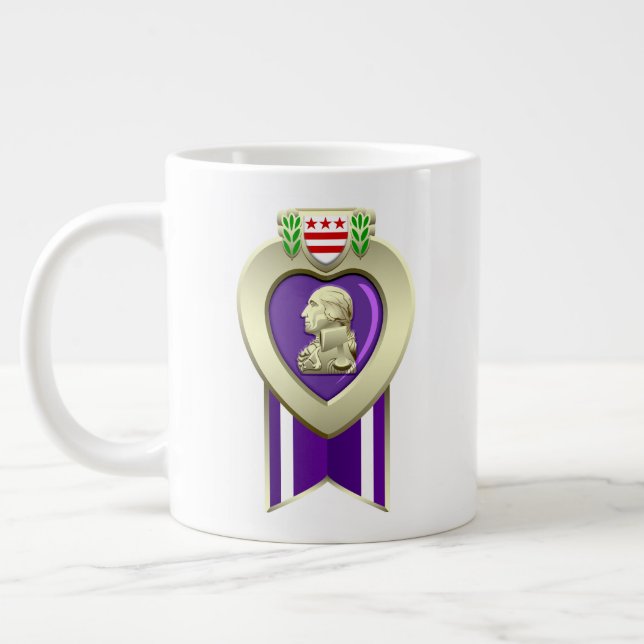 Anpassade Lila Heart Medal 20oz Jumbo Mugg (Vänster)