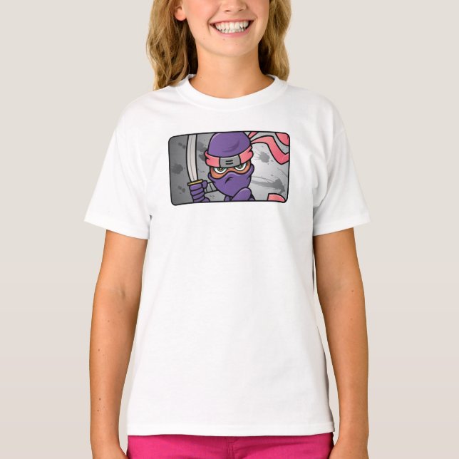 Anpassade Lila Ninja Design T Shirt (Framsida)