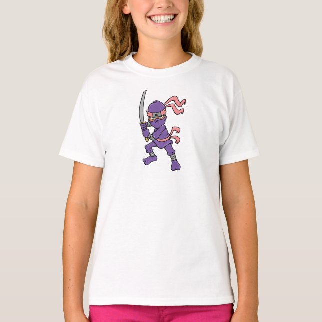 Anpassade Lila Ninja Design T Shirt (Framsida)