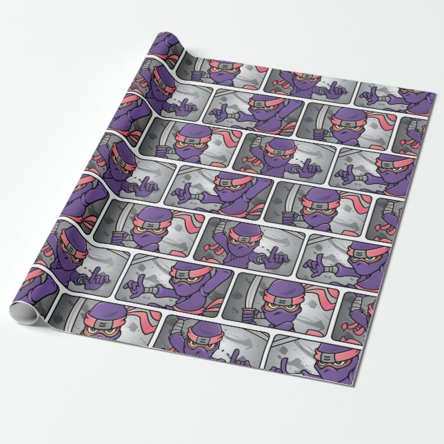Anpassade Lila Ninja Presentpapper (Utrullad)