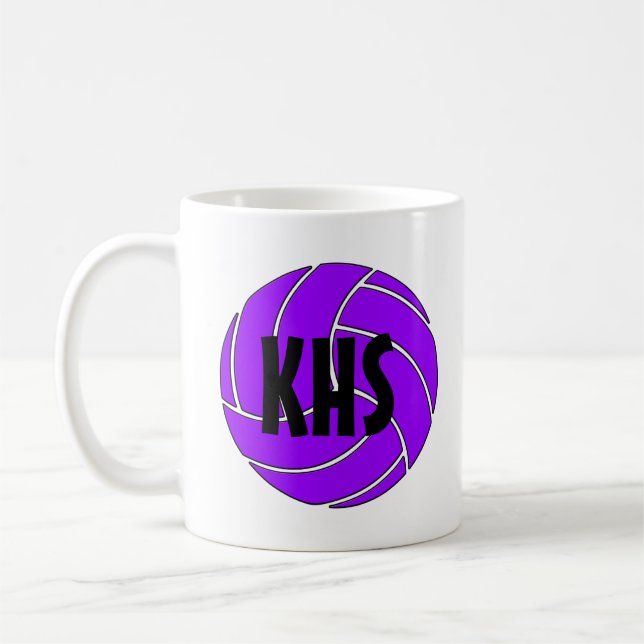 Anpassade Lila Volleyball Coffee Mugg (Vänster)