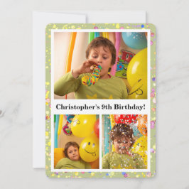 Anpassade Lime Cream Birthday Photos Confetti Inbjudningar