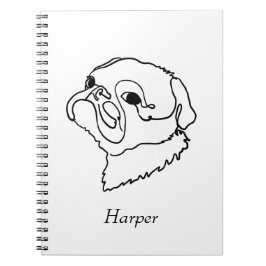 Anpassade Line art Pug Anteckningsbok