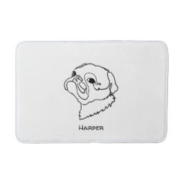 Anpassade Line art Pug Badrumsmatta