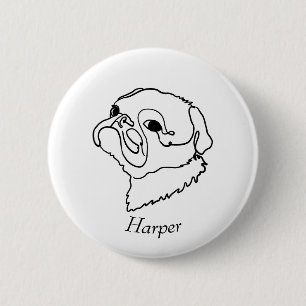 Anpassade Line art Pug Knapp