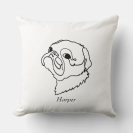 Anpassade Line art Pug Kudde