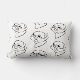 Anpassade Line art Pug Lumbarkudde