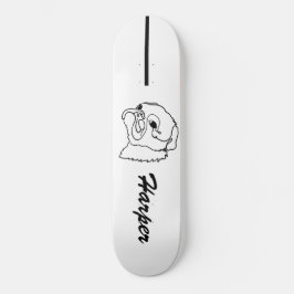 Anpassade Line art Pug Mini Skateboard Bräda 18,5 Cm