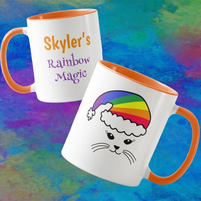 Anpassade Little Cat Rainbow Santa Mugg (Skapare uppladdad)