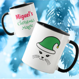 Anpassade Little Cat Santa Elf Mugg