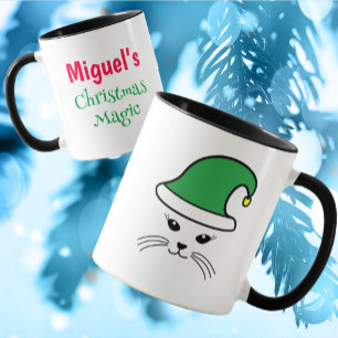 Anpassade Little Cat Santa Elf Mugg