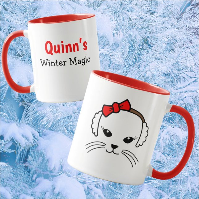 Anpassade Little Cat Winter Magic Mugg (Skapare uppladdad)