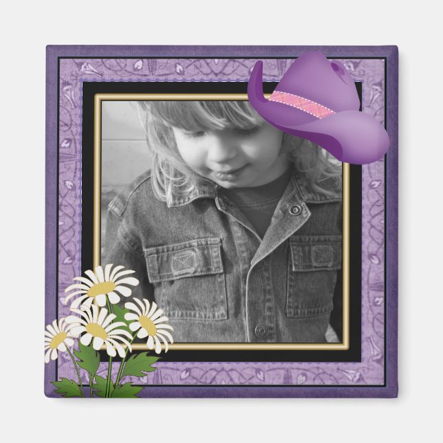 ANPASSADE Little Cowgirl fotomagnet Magnet (Framsidan)