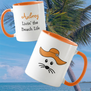 Anpassade Little Mouse Beach Girl Mugg