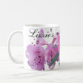 Anpassade Lizzie namn rosa blommor person boho Kaffemugg