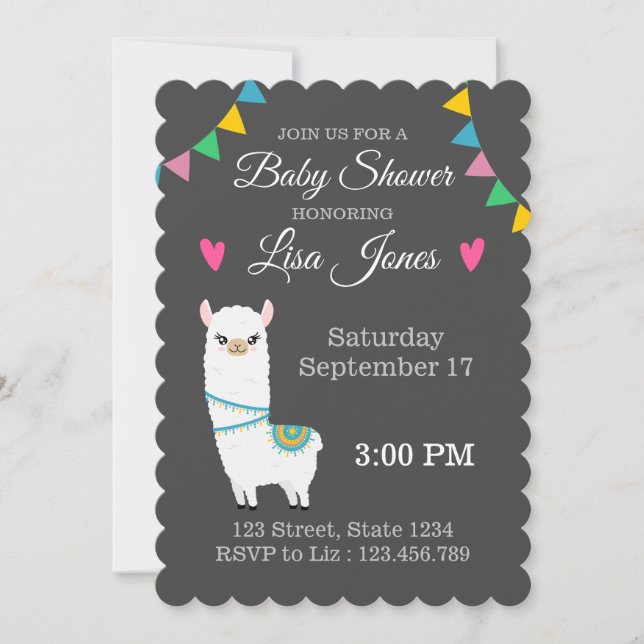 Anpassade Llama Baby Shower Inbjudningar (Framsida)