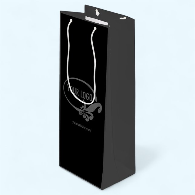Anpassade logotypmärkta presentpåsar för vin (MISOOK Black & Grey Wine Bag with Logo)