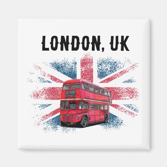 Anpassade London Red Buss Union Jack Souvenir Magnet (Framsidan)