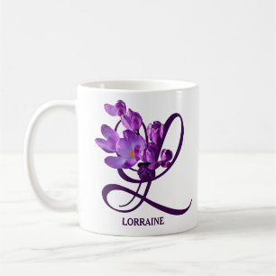Anpassade Lorraine namn söt lila crocus Kaffemugg