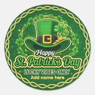 Anpassade Lucky Vibes Only St. Patrick's Day Runt Klistermärke