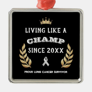 Anpassade Lung Cancer Survivor laurel löv Julgransprydnad Metall