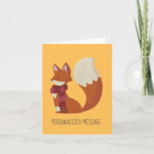 Anpassade Lycklig Fox i Red Scarf Tack Kort