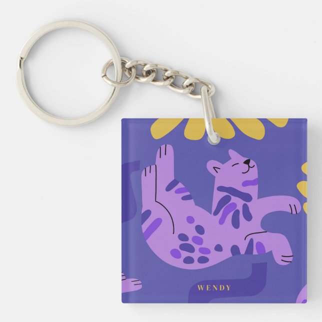 Anpassade Lycklig Kattunge Lila (Framsidan)