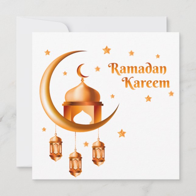 Anpassade Lycklig Ramzan Mubarak Crescent Guld  Julkort (Framsida)